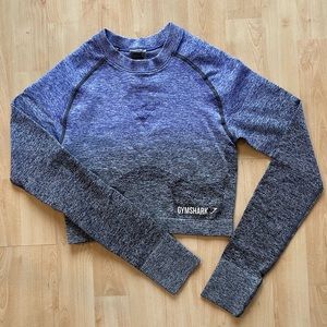 Gymshark ombré blue & gray Long Sleeved Crop Top